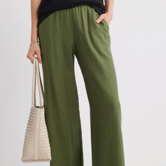 Caslon Linen Wide Leg Pants Green Size M - Picture 1 of 9